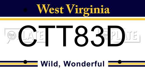 CTT83D West Virginia License Plate