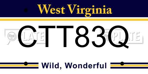 CTT83Q West Virginia License Plate