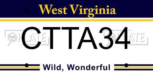 CTTA34 West Virginia License Plate