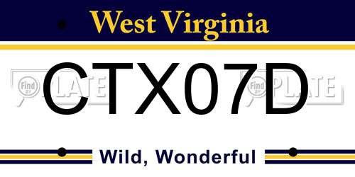 CTX07D West Virginia License Plate