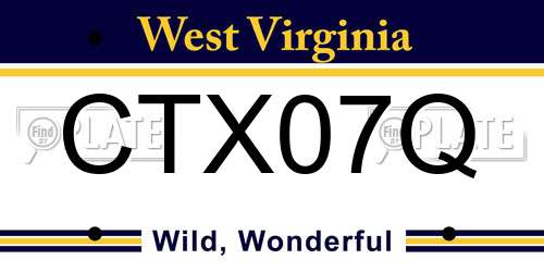 CTX07Q West Virginia License Plate