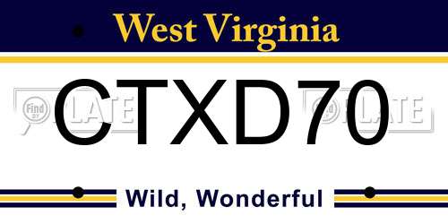 CTXD70 West Virginia License Plate