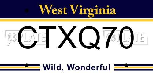 CTXQ70 West Virginia License Plate