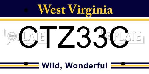CTZ33C West Virginia License Plate