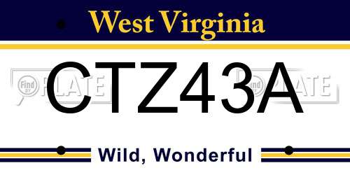 CTZ43A West Virginia License Plate