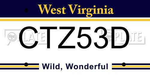 CTZ53D West Virginia License Plate