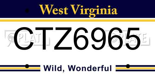 CTZ6965 West Virginia License Plate
