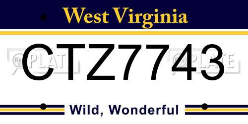 CTZ7743 West Virginia License Plate