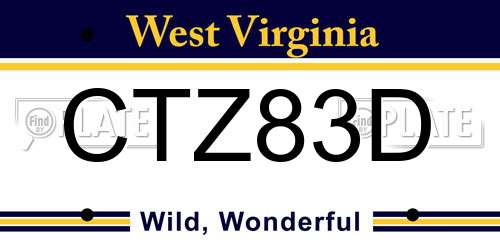 CTZ83D West Virginia License Plate