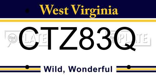 CTZ83Q West Virginia License Plate