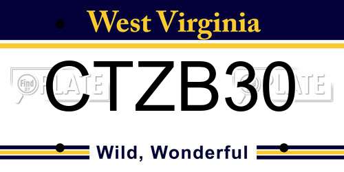 CTZB30 West Virginia License Plate
