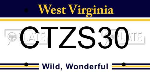 CTZS30 West Virginia License Plate