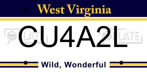 CU4A2L West Virginia License Plate