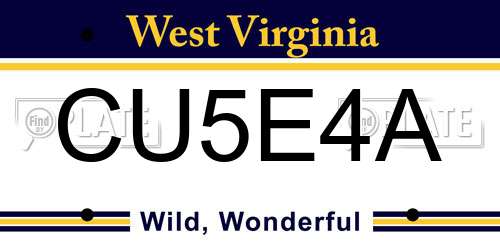 CU5E4A West Virginia License Plate
