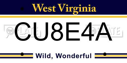 CU8E4A West Virginia License Plate
