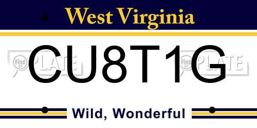 CU8T1G West Virginia License Plate
