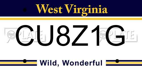 CU8Z1G West Virginia License Plate