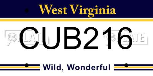 CUB216 West Virginia License Plate