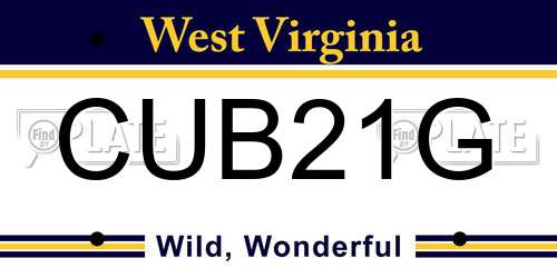 CUB21G West Virginia License Plate