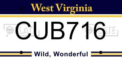 CUB716 West Virginia License Plate