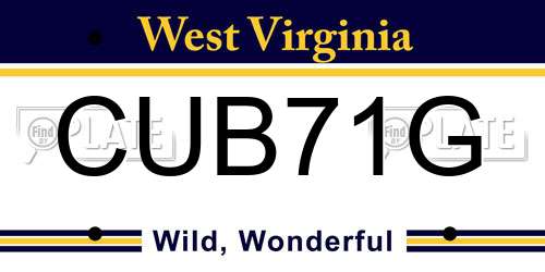 CUB71G West Virginia License Plate