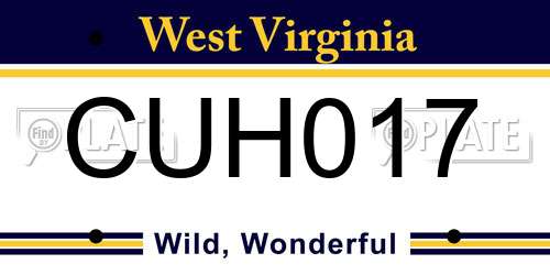 CUH017 West Virginia License Plate