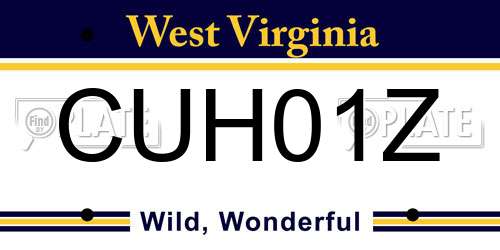 CUH01Z West Virginia License Plate