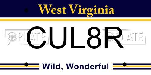 CUL8R West Virginia License Plate