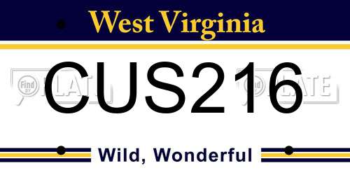 CUS216 West Virginia License Plate