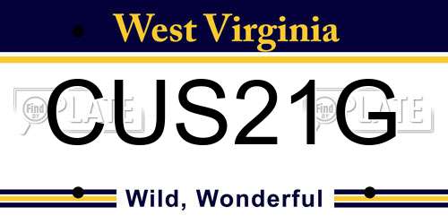 CUS21G West Virginia License Plate