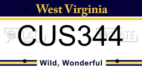 CUS344 West Virginia License Plate