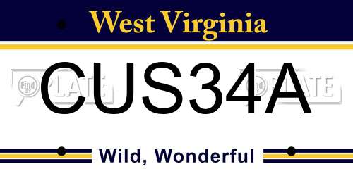 CUS34A West Virginia License Plate