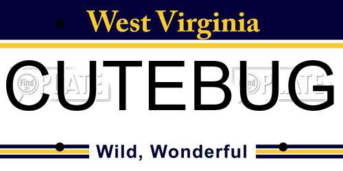 CUTEBUG West Virginia License Plate