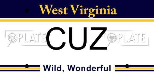 CUZ West Virginia License Plate
