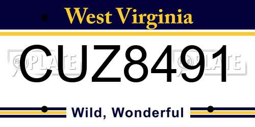 CUZ8491 West Virginia License Plate
