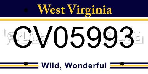 CV05993 West Virginia License Plate