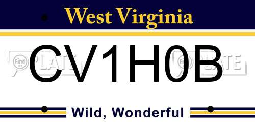 CV1H0B West Virginia License Plate