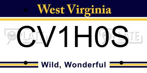 CV1H0S West Virginia License Plate