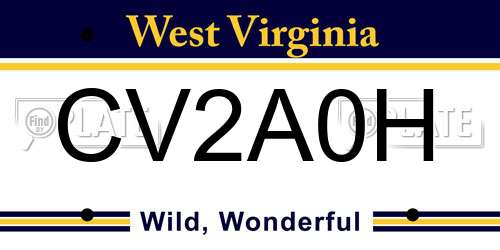 CV2A0H West Virginia License Plate
