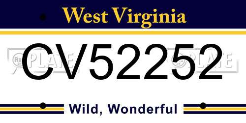 CV52252 West Virginia License Plate