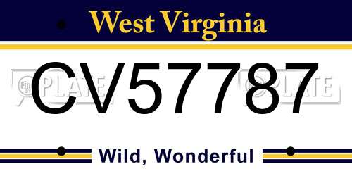 CV57787 West Virginia License Plate
