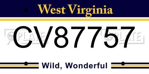 CV87757 West Virginia License Plate