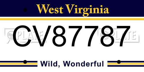 CV87787 West Virginia License Plate