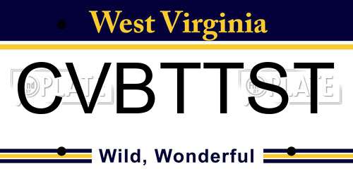 CVBTTST West Virginia License Plate