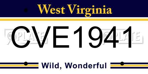 CVE1941 West Virginia License Plate
