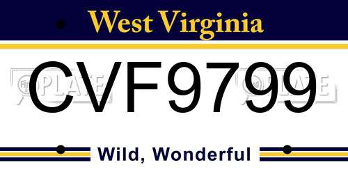 CVF9799 West Virginia License Plate
