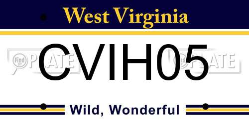 CVIH05 West Virginia License Plate