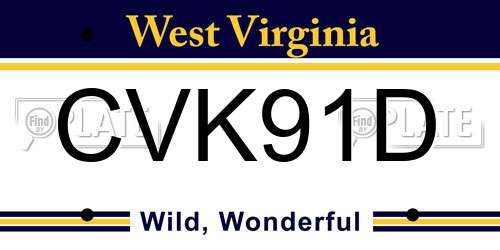 CVK91D West Virginia License Plate