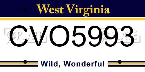 CVO5993 West Virginia License Plate