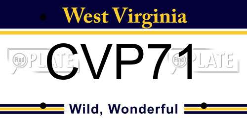 CVP71 West Virginia License Plate